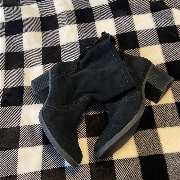 Black Suede Ankle Boots leather slip on - Picture 2 of 8